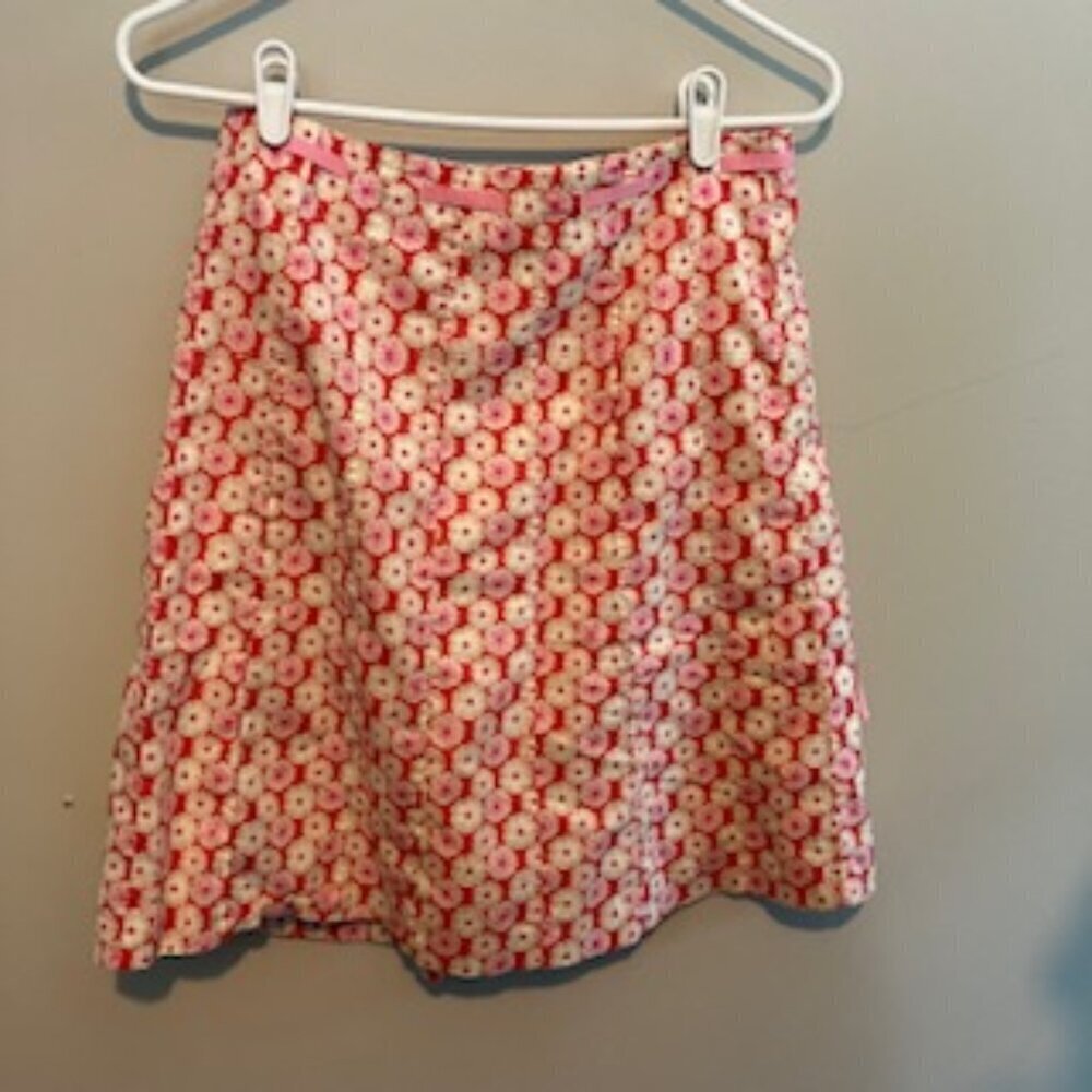 J Crew floral pink skirt cotton ribbon belt size 2 - Picture 4 of 6